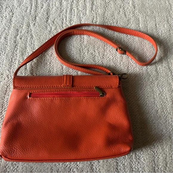 Italian Orange Leather Purse - Picture 2 of 6